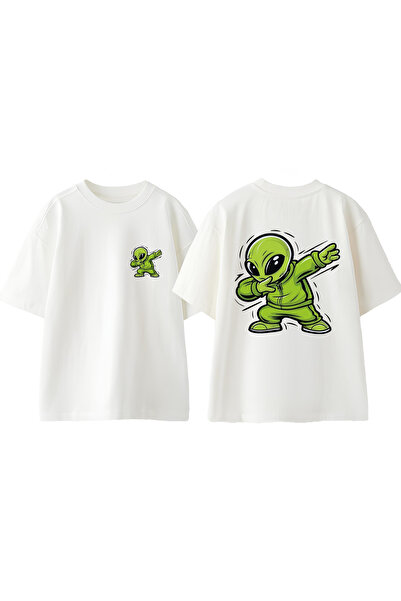 Anetos Μπλουζάκι Dep Alien Design Back με τύπωμα Cotton White oversized