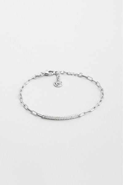 So CHIC... Noemi 18 Ayar Beyaz Altın Kaplama 19 Cm Gümüş Minimal Bileklik