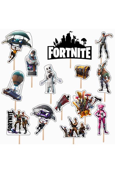 Bita Decorations Cupcake/cake accessory set, 14 pcs, Fortnite theme, Photo Paper Glossy