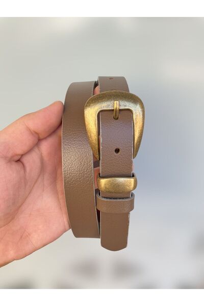 Kemerix 100% Genuine Leather Antique Plated Buckle Mink Women's Belt 2.5 cm
