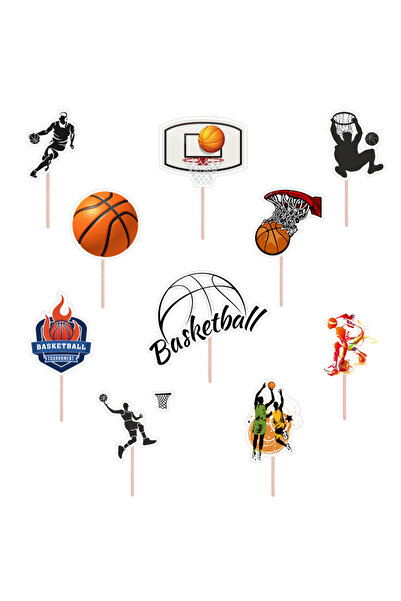 Bita Decorations Set accesorii brioșe/ tort, 10 buc, tematică Basketball, Pho...