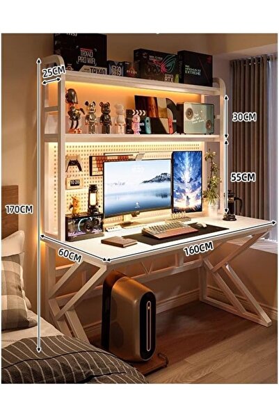 NKX Computer Tables with Shelves for Organized Productivity