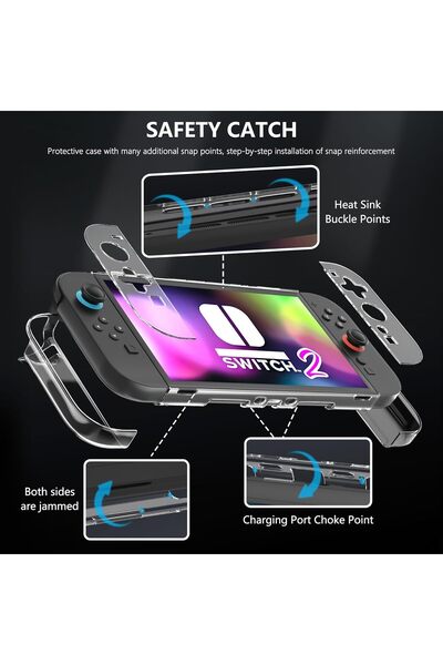 erorex جراب شفاف قابل للتركيب لجهاز Nintendo Switch 2، غطاء حماية لجهاز تحكم Switch 2 Joy Con، جهاز كمبيوتر متين