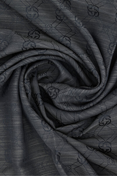 Aker Gri İpek Koton Jakar Eşarp