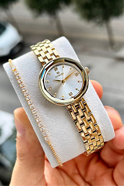 Homies Women's Wristwatch Small Case Steel Cord 3Atm Waterproof Gift Box and Bracelet Gift.