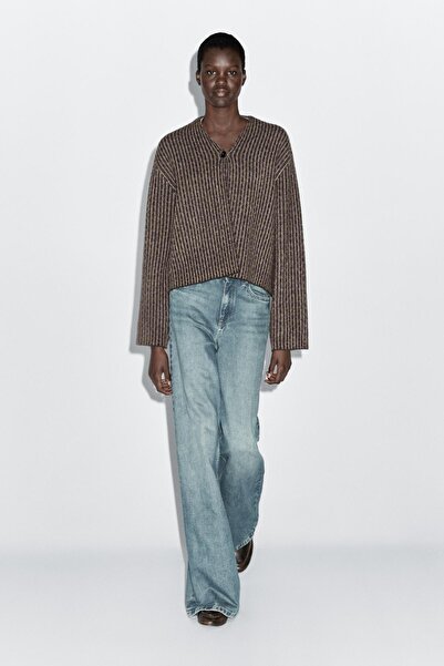 Massimo Dutti İnce çizgili kısa hırka