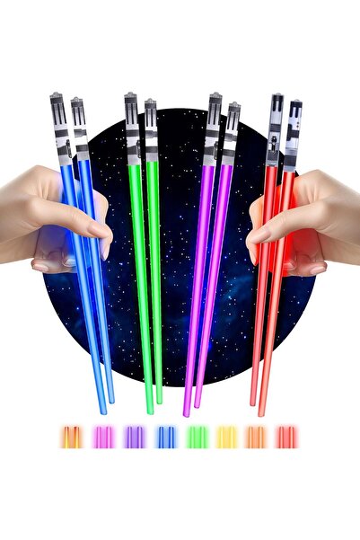 valkyrie 8 Parça LED Işıklı Chopstick Işık Kılıcı Yemek Çubukları Star Wars Tema Çöpstik