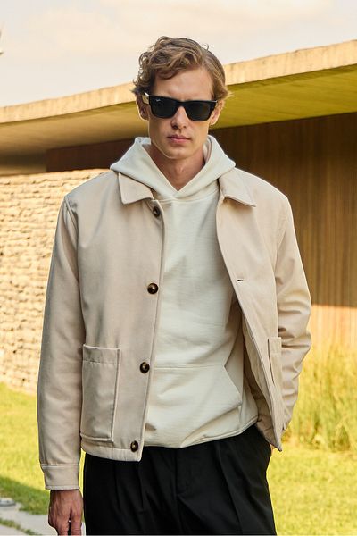 Danger Men's Suede Quilted Coat Jacket Stone