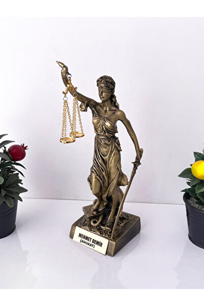 Teknookul Adalet Heykeli – Gold Themis Biblo | Avukat ve Hukukçu Hediyesi Dekoratif Obje