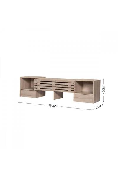BAITY Malaysian Wood TV Table 160cm with Moving Wooden Drawers - Wooden Color