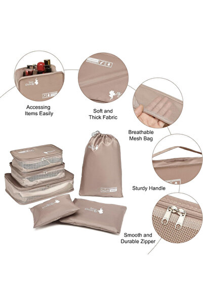 OEM Suitcase and luggage space organizers - set of 6 pieces Khaki