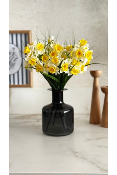 Diba HomeArt Dekoratif Yapay Çiçek Beyaz Nergis 1 DEMET (VAZO HARİÇ, VAZODA 4 DEMET VARDIR)