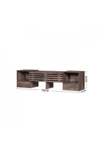 BAITY Malaysian Wood TV Table 160 cm with Movable Wooden Drawers - Brown