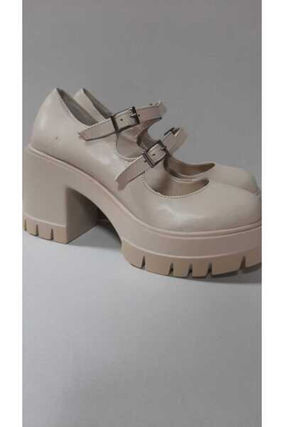 bescobel Women's Oxford Yorna 10 cm Heel Beige Skin Shoes