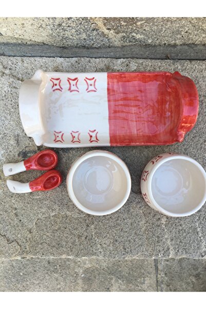 seramikanaz Red Patterned Handmade Ceramic Sauce Bowl