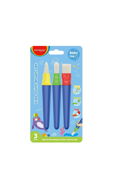 KEYROAD Baby brush, with reservoir, round tip, wide, for children, set of 3 pieces