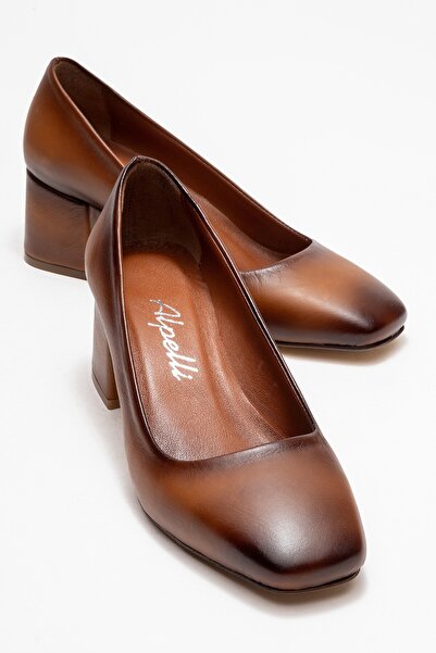 ALPELLİByAlp Dámské opálené boty z pravé kůže s tupou špičkou Pohodlný design Denní klasické boty na podpatku