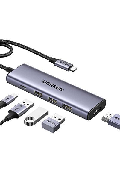 Ugreen Hub 5 în 1 Tip-C, USB 3.0, HDMI Ugreen, 4K, 100W, 0.2m, 15596