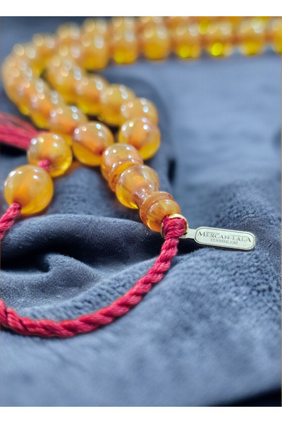 MERCAN-I ALA مسبحة قديمة من العصر العثماني مقطوعة بشكل كروي مع نظام منظور كهر...