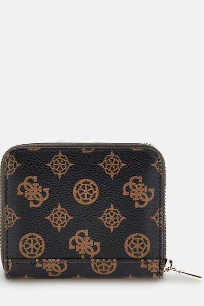 Guess Mini Wallet With Logo Print And Zipper Closure