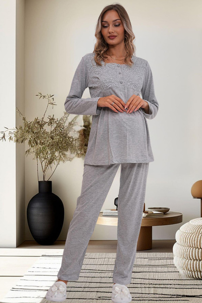 Mavelle Women's Dante Detailed Maternity Maternity Pajama Set 6102