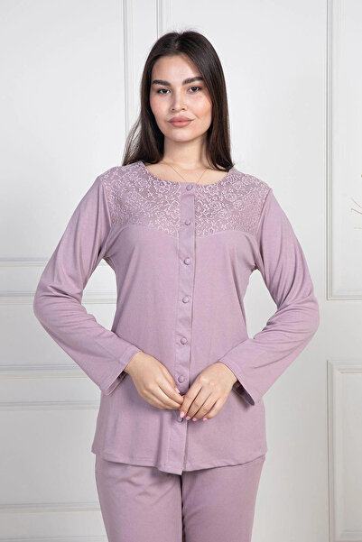 Mavelle Women's Lace Detailed Plus Size Pajama Set 6104