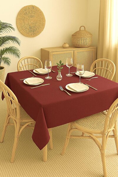 GOCCIA Pamuklu Masa Mutfak Yemek Salon Piknik Bahçe Balkon Otel Cafe Sofra Yılbaşı Bordo Sehpa Örtüsü