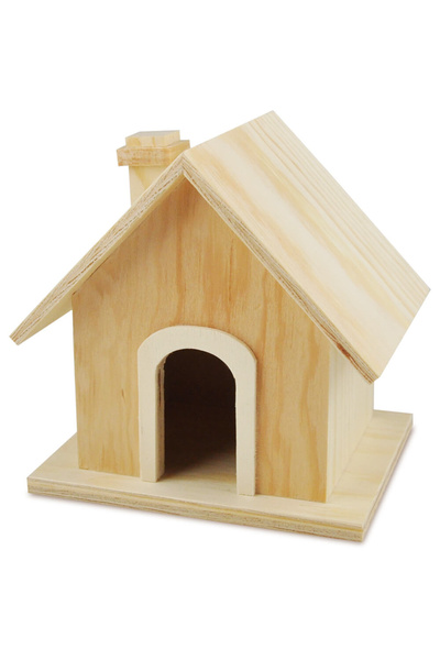 Meyco Wooden house to color and decorate for children, assembled, with cut-out door, Natural color