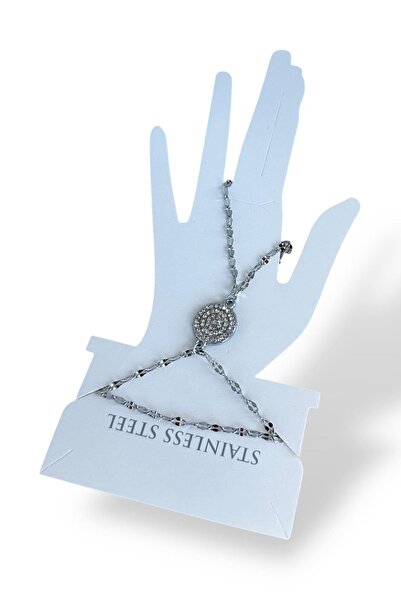 TAKIŞTIR Silver Color Stone Detailed Steel Şahmeran