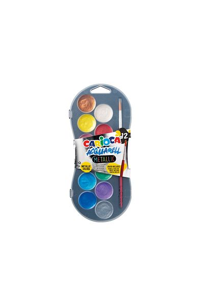 CARIOCA Metallic Watercolors 12 colors/set + brush