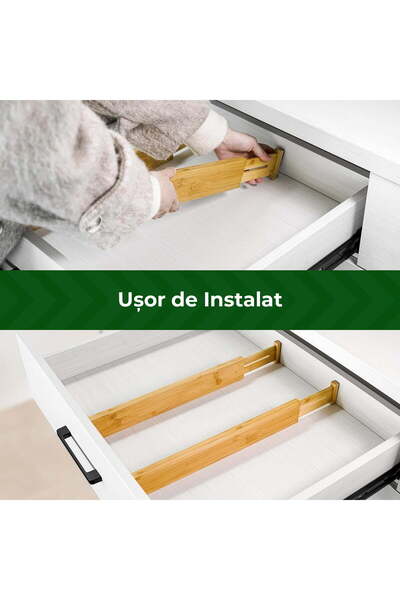 Elindor Set of 6 Extendable Drawer Dividers, Bamboo Kitchen Organizer, Extendable and Adjustable, Wood