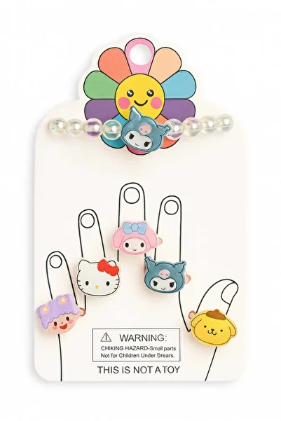Eva Rose 3-6 Years Old 6-Piece Girls' Ring Bracelet Set Girls' Bracelet Girls' Jewelry Set Girls' Ring