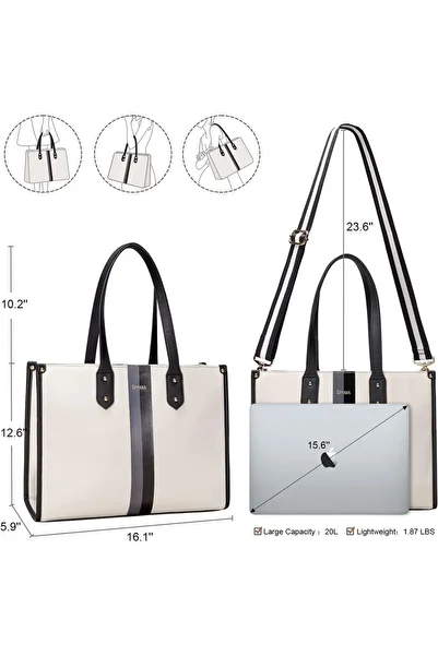 OEM Women's Shoulder Bag, Zipper, PU Leather Shoulder Strap White, 41x32x5 cm