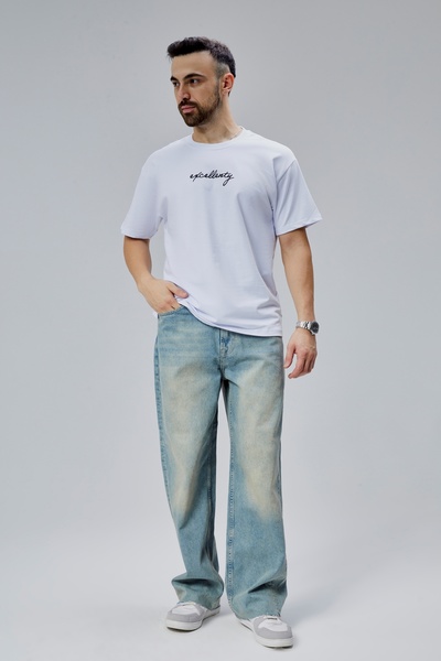 Erkek Baskılı Bisiklet Yaka Kısa Kollu T-shirt