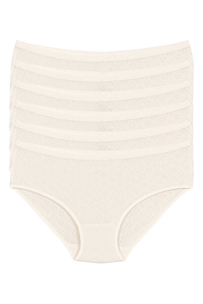 Quatarze Yildiz 6 Pack 100% Cotton Heart Jacquard Bato Panties Q3590