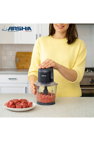 Arshia Arshia Meat Grinder - Black Titanium - 500 Watts - Durable Glass Bowl