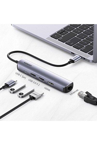 Ugreen Hub Tip-C la 2x USB, Tip-C, HDMI, RJ45 Gigabit Ugreen, 10919