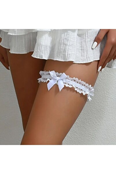 Yıldız Accessory Jartieră romantică din dantelă pentru mireasă, cu bretele el...