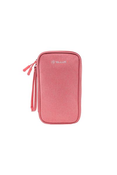 TELLUR Cable and accessory organizer bag, 21 x 12.5 x 6 cm, polyester, pink