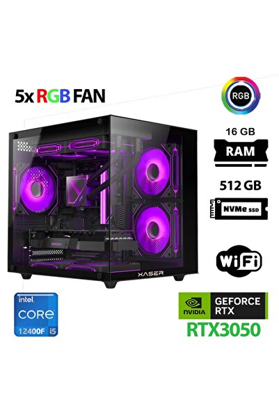 XASER Cube X170 i5 12400F 16GB Ram 512GB M.2 NVMe SSD 6GB RTX3050 Masaüstü Oy...