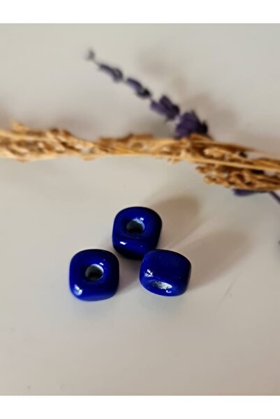 dugacam atölyesi LACİVERT MURANO CAM KOLYE UCU KARE BONCUK