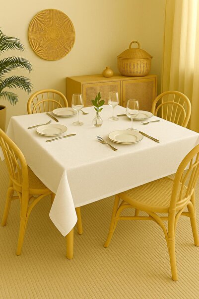 GOCCIA Pamuklu Masa Mutfak Yemek Salon Piknik Bahçe Balkon Otel Cafe Sofra Yılbaşı Beyaz Sehpa Örtüsü