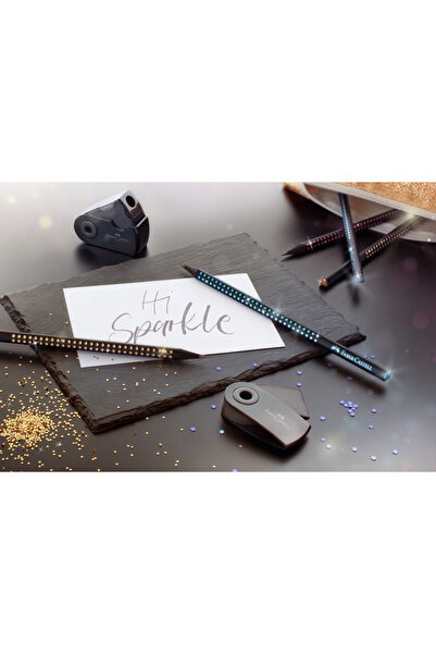 Faber Castell Μολύβι γραφίτη Faber-Castell B με τριγωνική λαβή, σε χρώμα sparkle wood, μαύρο, midnight gold.