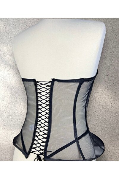 MODA Black Transparent Underwire Corset -Peplum Ready Size Wedding Dress -Party