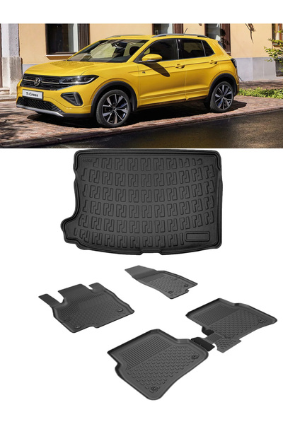 Sahler Volkswagen T-Cross 2022 ve Sonrası 4.5D Paspas 3D Rizline ÜST Bagaj Ha...
