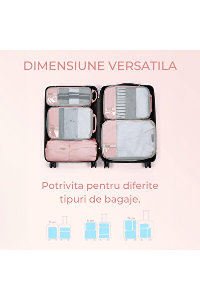 Elindor Set of 6 Elindor® Compression Cubes for Luggage Organization – Pink, Lightweight