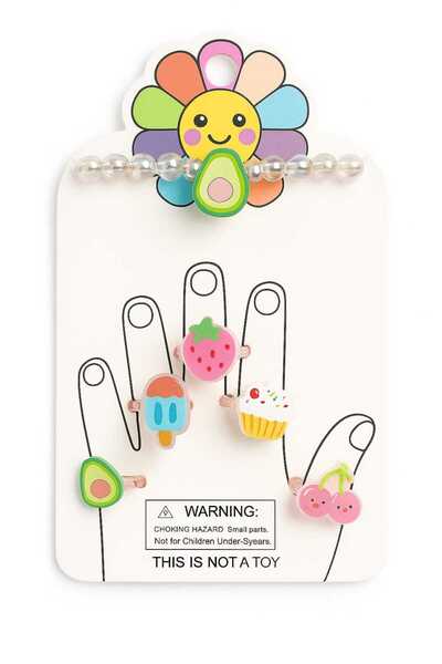 Eva Rose 3-6 Years Old 6-Piece Girls' Ring Bracelet Set Girls' Bracelet Girls' Jewelry Set Girls' Ring