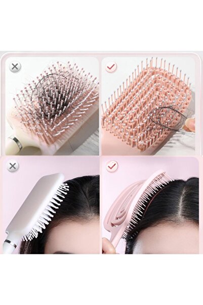 MNS Curved nylon hair brush, rounded ends, ventilated design, pink