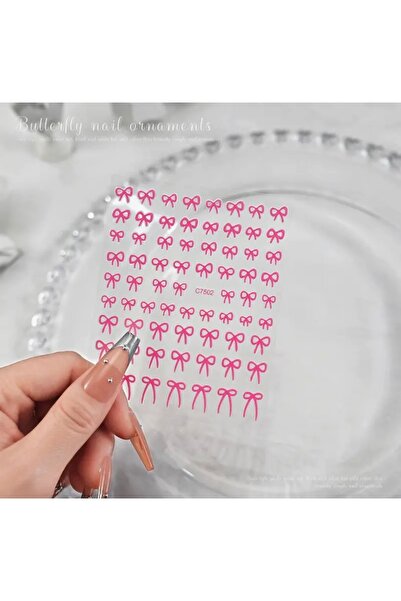 AEÇTASARIM Pembe Fiyonk Tırnak Süsleme Stickerı, Nail Art Süsü