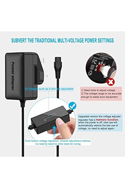 GENERIC4 24W Universal AC to DC Converter Power Supply, Adjustable Voltage 5V~20V with 9 Connectors, Compatib